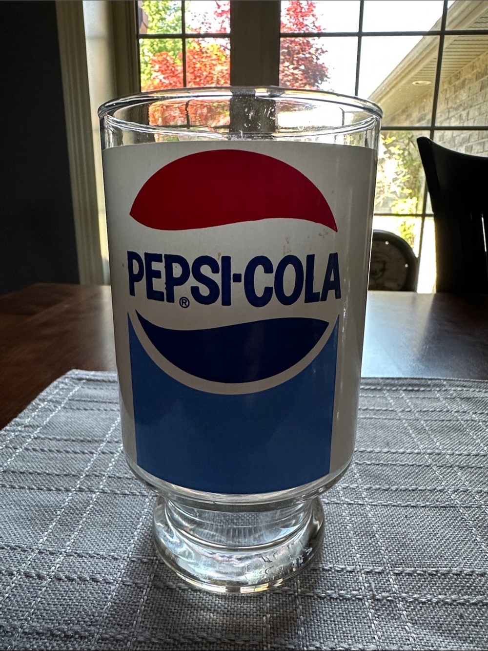 Vintage Pepsi Red and Blue Logo Glass Tumbler